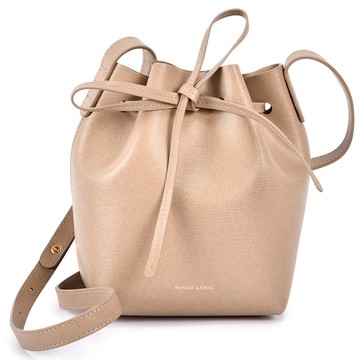 Mansur Gavriel Saffiano防刮皮革Mini Mini斜背包 水桶包(淺褐)690002