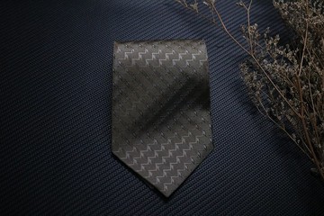 棕色格紋真絲領帶/雅痞紳士商務百搭款式