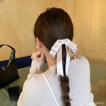 【臺灣出貨】高級緞麵雙層蝴蝶結髮夾女高級感後腦勺半紮髮頂夾芭蕾風髮飾頭飾 HNG9