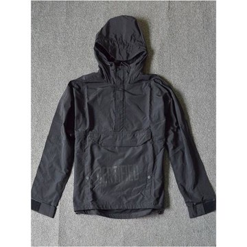 外貿戶外運動風衣男 防水防風連帽外套 騎行服半拉鏈足球夾克黑色