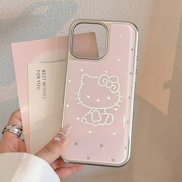 鎏金滴膠iphone16甜心貓咪適用蘋果15promax手機殼13電鍍14可愛12