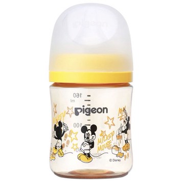 pigeon 貝親 實感哺乳塑膠奶瓶 0個月以上  米奇 黃色 + 透明色  160ml  1瓶