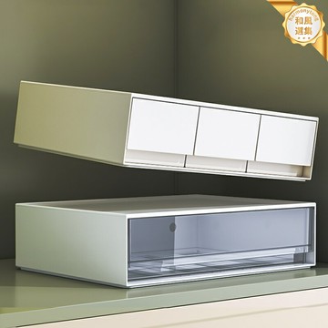 【透明疊加】抽屜收納盒 儲物盒 收納盒 置物架 文件盒 桌面收納 辦公室 玄關 臥室 多層疊加 文件文具分類