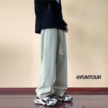 牛仔褲男款春秋季美式復古高街vibe褲子男士直筒休閑褲寬松闊腿褲