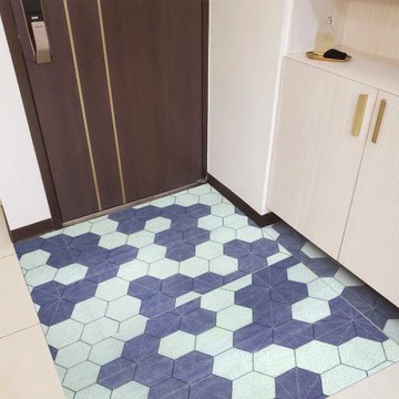 任選【寢室安居】高彈絲圈刮泥地墊120×80cm-藍白格子