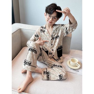 男童睡衣春秋新款中大兒童家居服純棉薄款男孩洋氣長袖空調服套裝