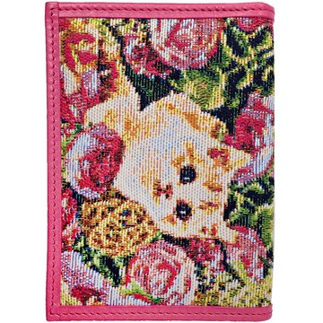 翻蓋名片夾  真皮/布防潑水 平織緹花 躲貓貓