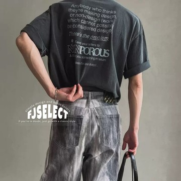 ［FJ select］westward 後背字母印花 寬鬆 短T短踢 寬鬆 落肩 圓領 短袖上衣 男生短袖 女上衣 情侶