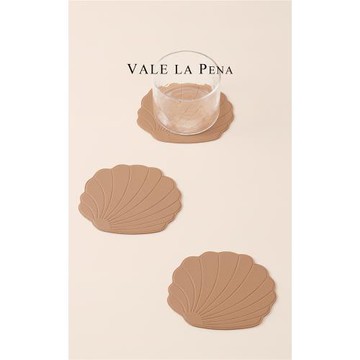 輕奢生活原創設計貝殼造型精致杯墊無味環保皮革家用水杯碗筷鍋墊