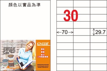 龍德 30格 白色 A4 三用電腦標籤 29.7x70mm／LD-834-W-C、LD-834-W-A、LD-834-W-B｜領券最高折$220