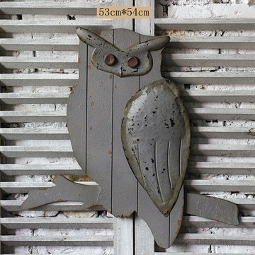 美式鄉村風格貓頭鷹壁掛木質動物裝飾壁掛家居裝飾仿古做舊1入