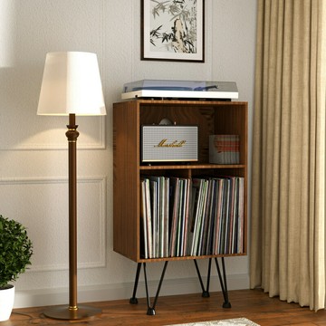 {新品上市}黑膠唱片機柜黑膠唱機架雙層收納柜子唱片機置物架桌
