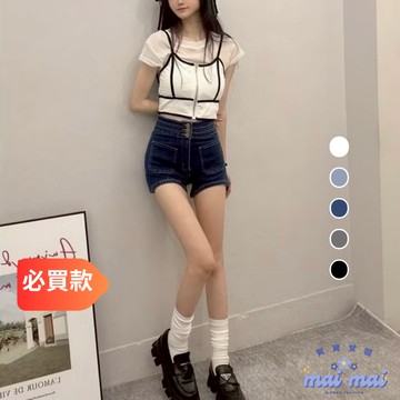 【買買女裝】台灣現貨 合身牛仔短褲 高腰合身短褲 女團短褲【60306 60351 60318 60319 60320】