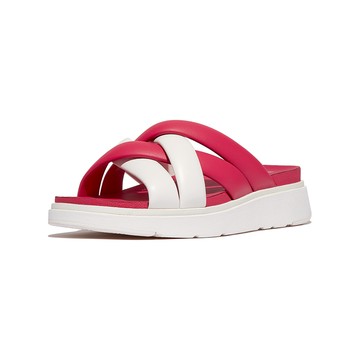 Gen-FF 軟墊交織帶皮革涼鞋－都會白/野生覆盆莓色