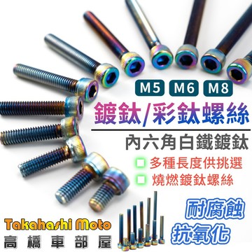 【白鐵鍍鈦 】 鍍鈦螺絲 內六角 圓頭 M5 M6 M8 螺絲 彩鈦 七彩 鍍鈦 燒鈦色 沉頭螺絲 白鐵 燒鈦 車牌