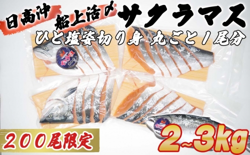 北海道産 サクラマス ひと塩 姿切り身 2kg ～ 3kg まるごと 1尾