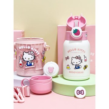 杯具熊hellokitty兒童保溫杯女生上學專用水壺316食品級吸管水杯