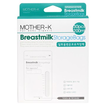 MOTHER-K 溫感母乳袋  200ml 30入  溫度感應  可冷藏冷凍  站立式設計  刻度標示  1盒