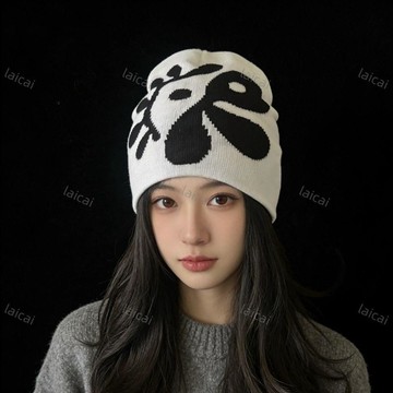 顯臉小💯cortis冷帽美式毛線帽冷帽子女秋冬百搭保暖街頭字母套頭提花帽 寬鬆款大頭圍針織毛綫帽 包頭冷帽 針織毛帽