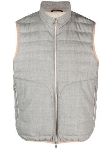 Brunello Cucinelli - padded wool gilet - men - Virgin Wool/Polyamide/Spandex/Elastane/Polyamide/Feather Down/Nylon - XXL - Grey