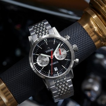 TITONI 梅花錶 傳承系列 CAFE RACER 熊貓錶 計時機械錶 寵爸時刻 送禮推薦 94020 S-681