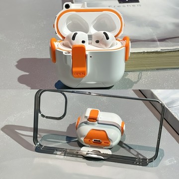 帶支架耳機殼 耳機保護套 防摔殼 自動彈蓋耳機套 適用於 AirPods Pro 2 3 AirPods 4 3 保護殼