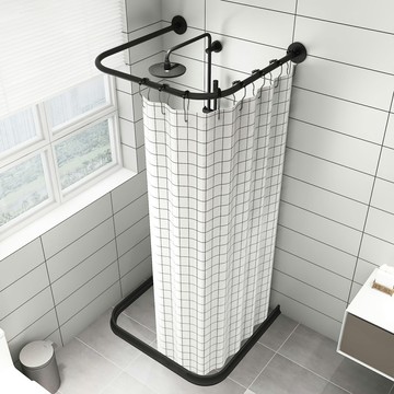 浴簾 防水隔簾 淋浴簾 浴室浴簾防水布套裝免打孔U型隔斷高檔幹濕分離磁性衛生間擋水條【MJ24200】