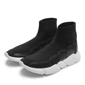 春秋鞋官靴男中國風翹頭履中式厚底休閑云鞋高幫襪子鞋增高馬丁靴