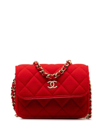 CHANEL Pre-Owned - 2021-2023 Mini Quilted Jersey VIP crossbody bag - women - Fabric - One Size - Red