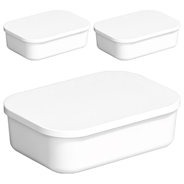 BangJiaShi 幫家適 帶蓋小號收納盒 矮款  純潔白  3個