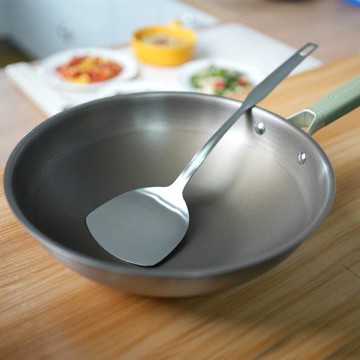 高貨來了 無涂層炒鍋鈦合金鈦鍋304不銹鋼不粘鍋炒菜鍋家用電磁爐