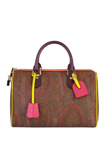 ETRO - Paisley jacquard colourblock-trim tote bag - women - Cotton/PVC/Polyester/Calf Leather - One Size - Brown