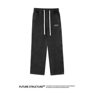 未來結構秋冬加絨加厚美式復古做舊寬松闊腿直筒衛褲男女長褲男褲