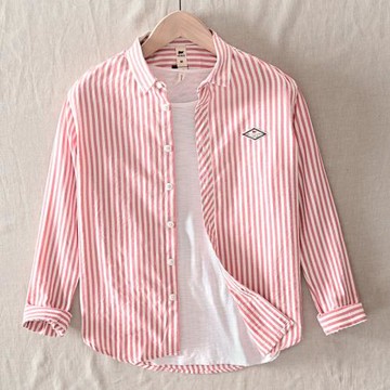 小清新日系休閑青年文藝長袖襯衫