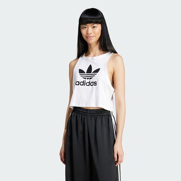 adidas 愛迪達 運動背心 女 短版 TREFOIL TANK 白 IP0679