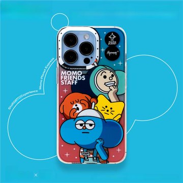 PAPERWORKS聯乘MOMOPLANET星球卡通圖案聯乘款個性適用蘋果iPhone15ProMax14手機殼Slim magsafe雙層磁吸