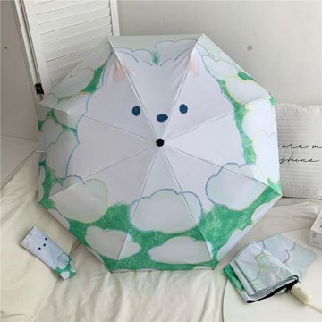 可愛全自動雨傘晴雨兩用動漫傘防曬防紫外線遮陽傘黑膠折疊太陽傘