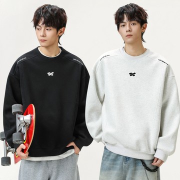 【美式男女款】美式高街分割設計字母圓領上衣