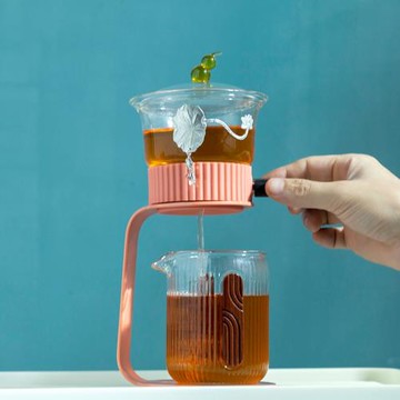 2025新款偶泡茶器透明全自動沖泡懶人玻璃茶具家用旋轉創意送禮