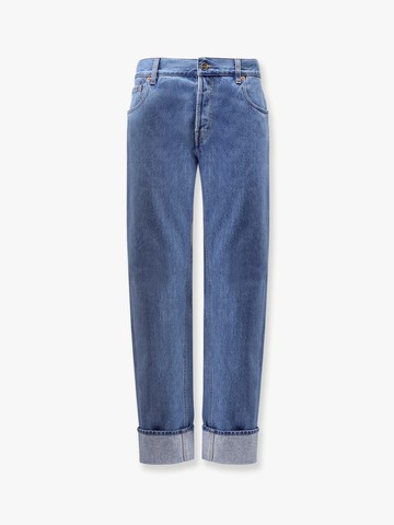 Jeans with cuff and Gucci Web detail - GUCCI - gender_Man