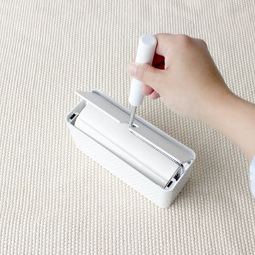 【贈日本雙面菜瓜布1入】除塵滾輪附直立式收納盒 顏色隨機 黑色