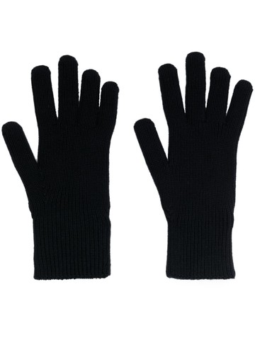 Moncler - logo-patch virgin wool gloves - men - Virgin Wool - L - Black