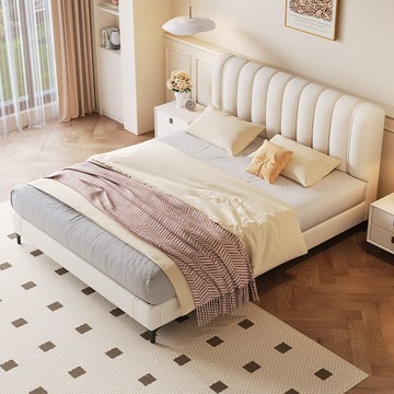 免運 主次臥室真皮床 真皮床現代簡約網紅床雙人1.8x2米輕奢主臥1.5米臥室軟包床