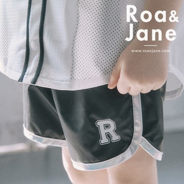 韓國專櫃 RoanJane Action黑色潮感運動短褲