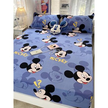 迪士尼純棉加厚磨毛床笠單件兒童卡通1.8席夢思保護套100全棉床罩
