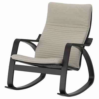 IKEA ロッキングチェア, POANG ブラックブラウン/クニーサ ライトベージュ 送料￥750!代引き可