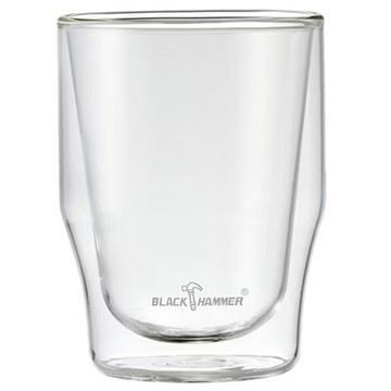 BLACK HAMMER 曲線雙層耐熱玻璃杯 320ml  1個  透明色