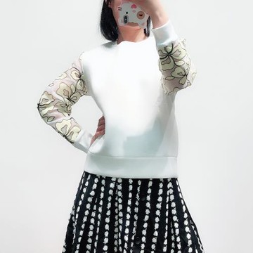 血虧出清時尚甜美鏤空花紋圓領長袖衛衣春夏百搭女裝e19timothe