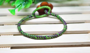 手編蠶絲蠟線X木製鈕釦_綠花兒 //可以自選顏色// -限量*1-