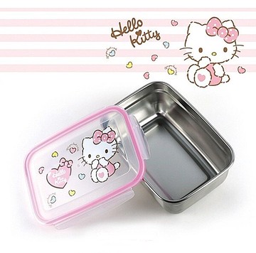 【領券滿額折100】 HELLO KITTY粉愛心不鏽鋼便當盒長方型(1950ml)